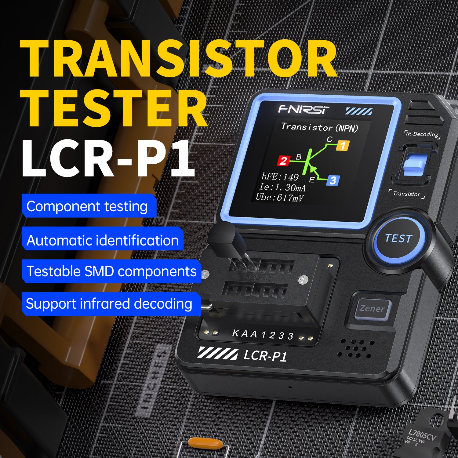 FNIRSI® LCR-P1 Multifunction Transistor Capacitor Tester