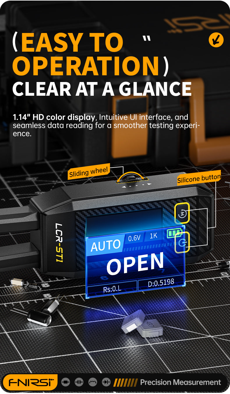 FNIRSI® LCR-ST1 Mini Smart Digital Tweezer LCR SMD ESR Tester ملقاط قياس ديجيتال