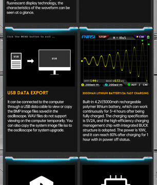 FNIRSI® DPOX180H 2 Channel 180MHZ 2-IN-1 Digial Phosphor Oscilloscope & Function Generator