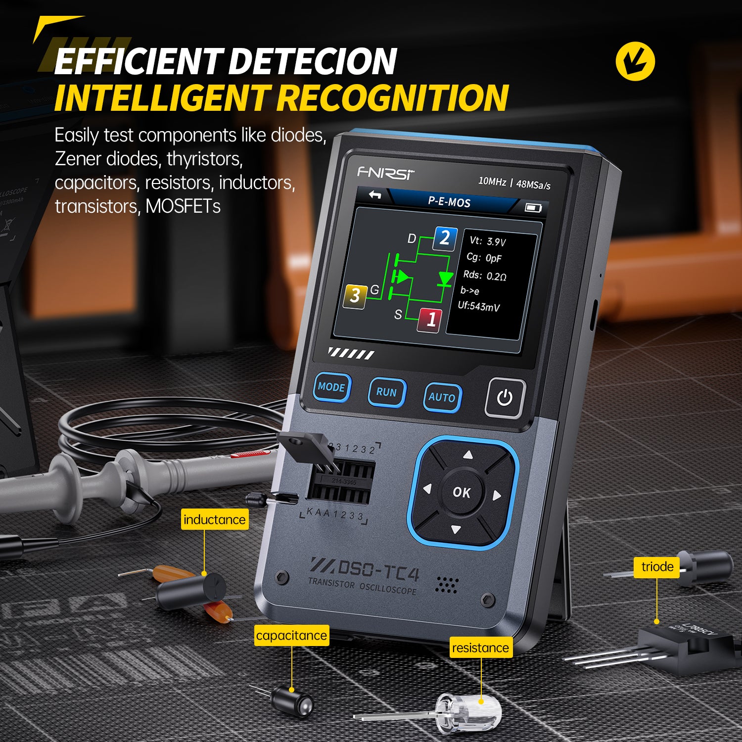FNIRSI DSO-TC4 3in1 Digital Oscilloscope Transistor Tester Signal Generator 10MHz 48Ms/s Automative Ocsillscope LCR Tester