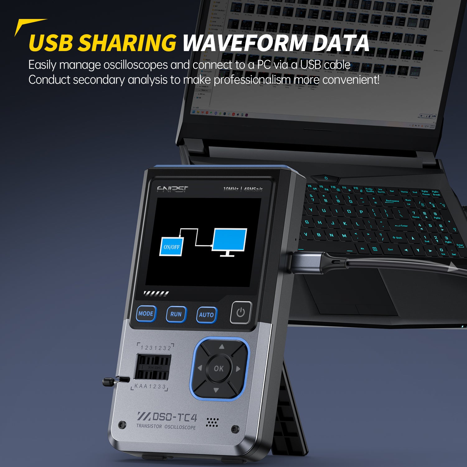 FNIRSI DSO-TC4 3in1 Digital Oscilloscope Transistor Tester Signal Generator 10MHz 48Ms/s Automative Ocsillscope LCR Tester