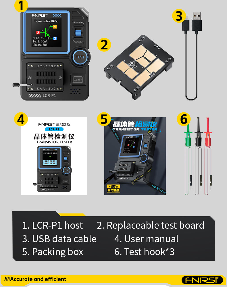 FNIRSI® LCR-P1 Multifunction Transistor Capacitor Tester