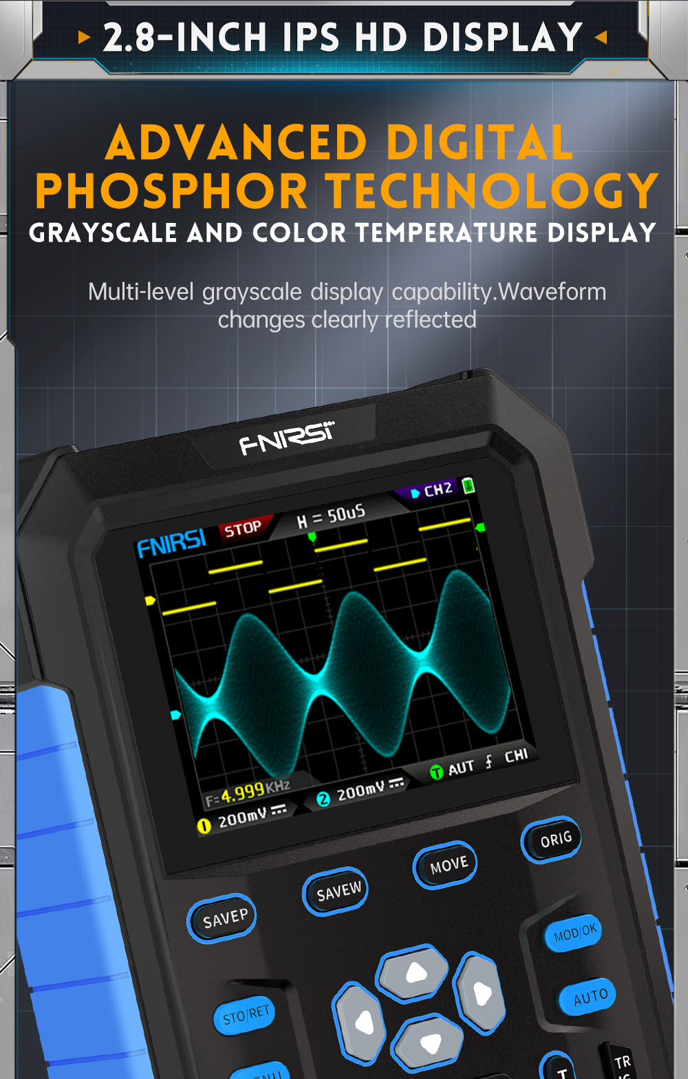 FNIRSI® DPOX180H 2 Channel 180MHZ 2-IN-1 Digial Phosphor Oscilloscope & Function Generator راسم و مولد إشارة
