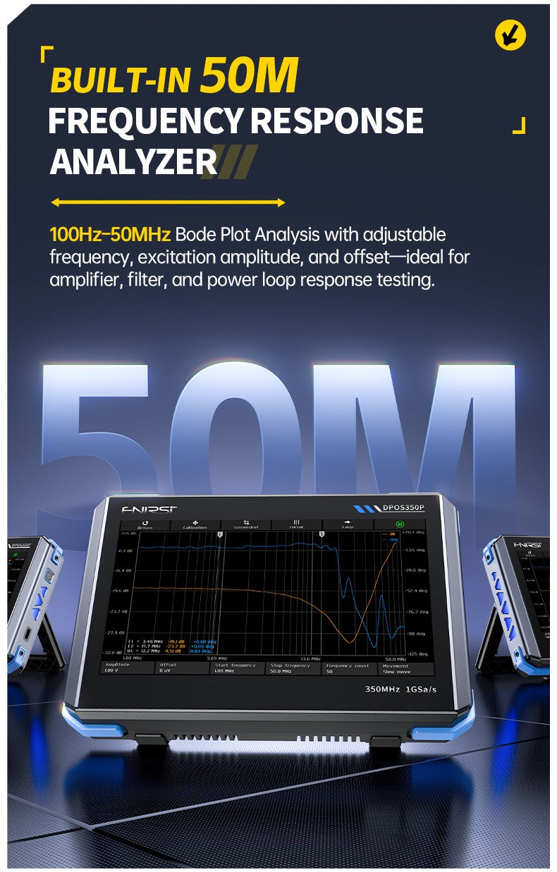 FNIRSI® DPOS350P 4-IN-1 350MHz 1GSPS Touch Screen Tablet Oscilloscope Signal Generator Spectrum Analyzer Frequency Response Analyzer