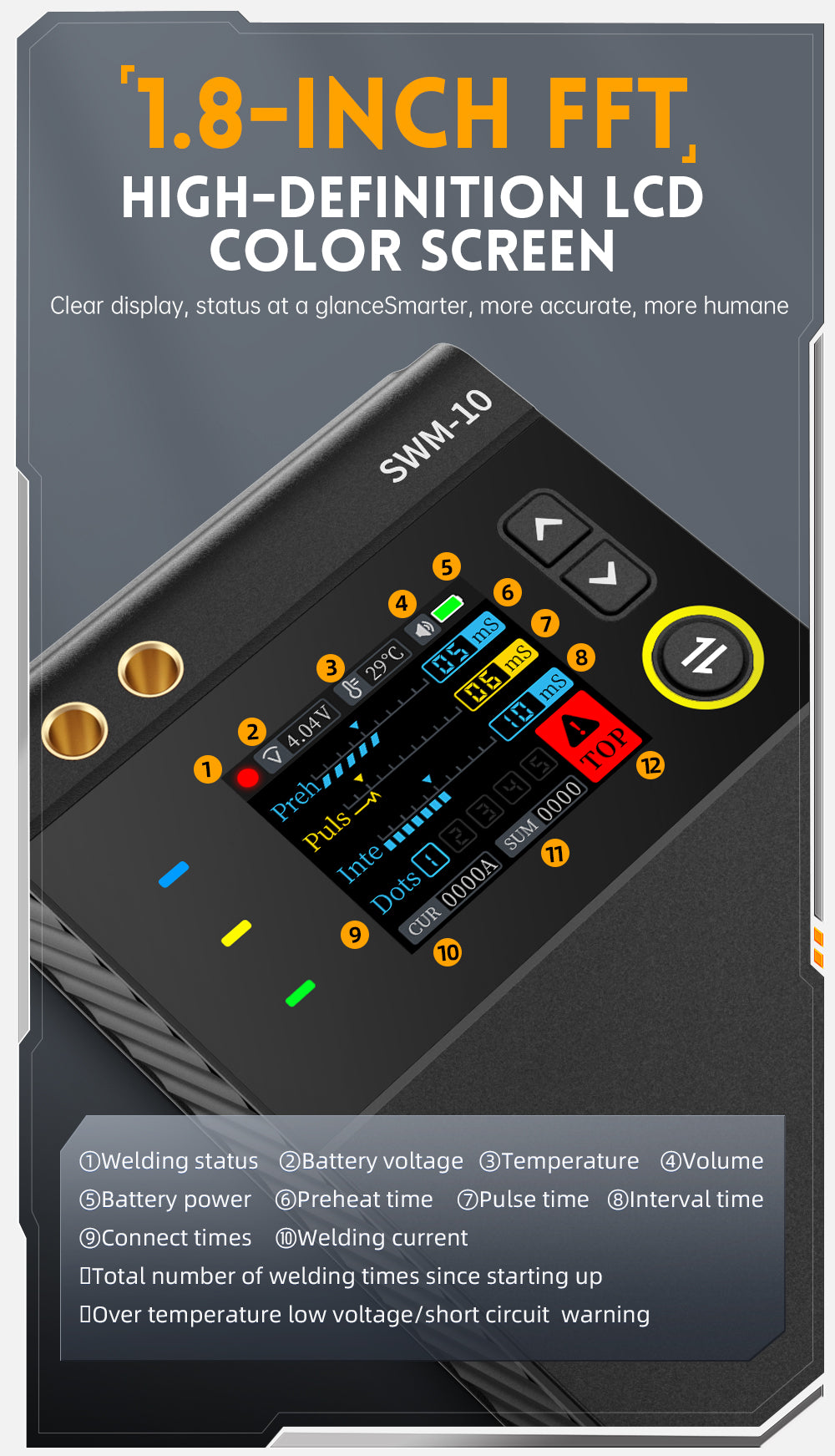 FNIRSI® SWM-10 Portable Intelligent Color Screen Spot Welding Machine كاوية نقطية