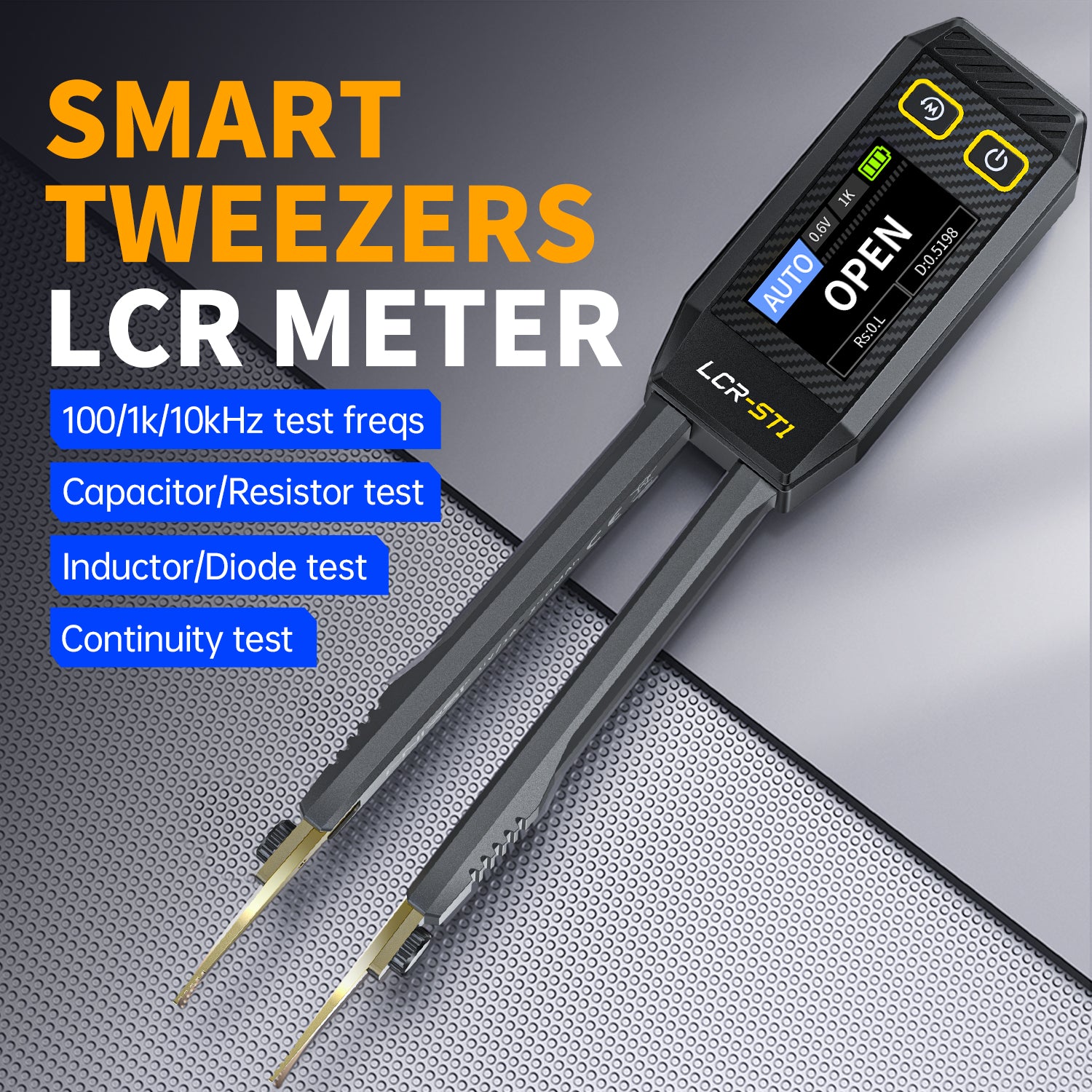 FNIRSI® LCR-ST1 Mini Smart Digital Tweezer LCR SMD ESR Tester ملقاط قياس ديجيتال