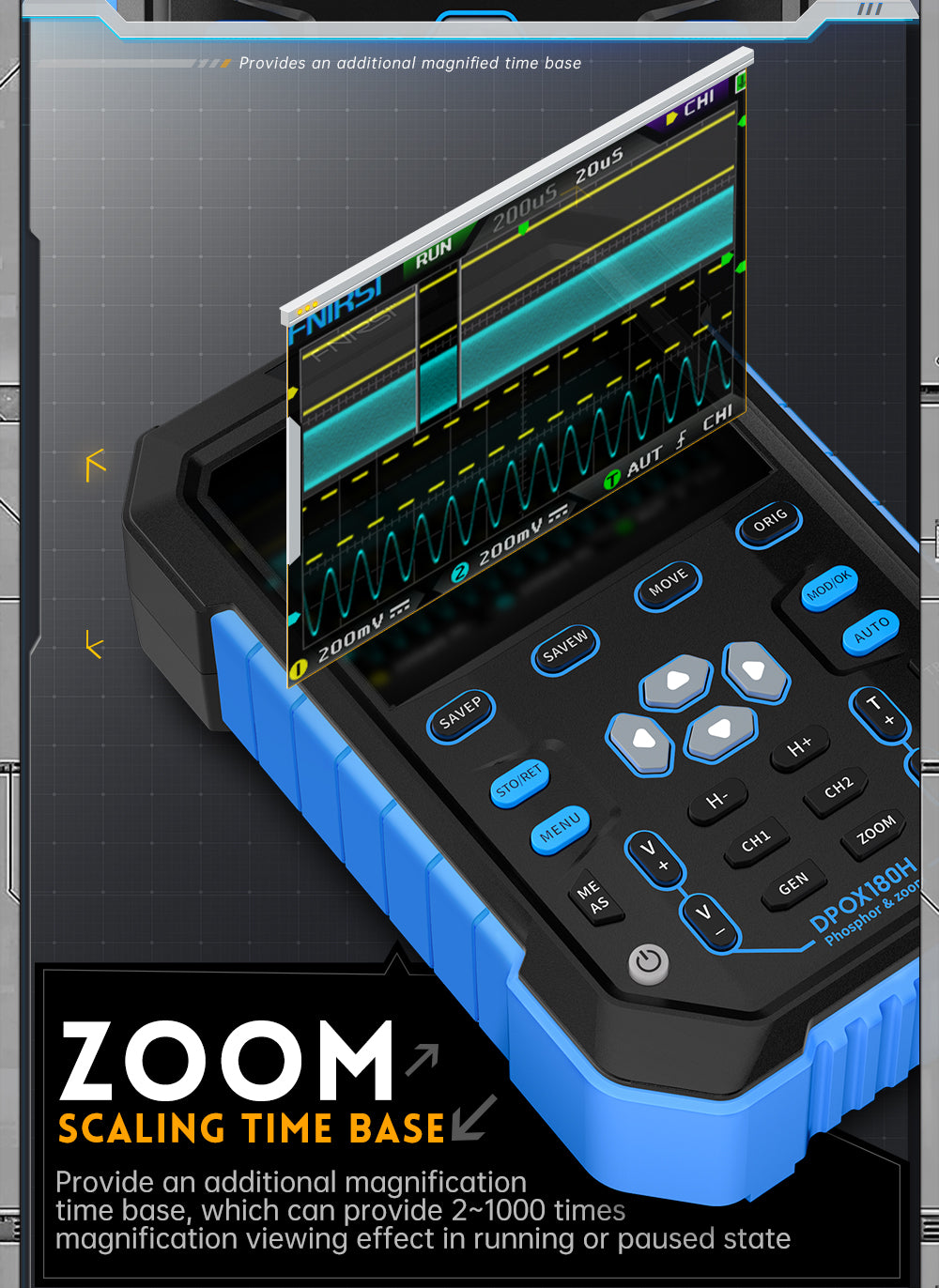 FNIRSI® DPOX180H 2 Channel 180MHZ 2-IN-1 Digial Phosphor Oscilloscope & Function Generator