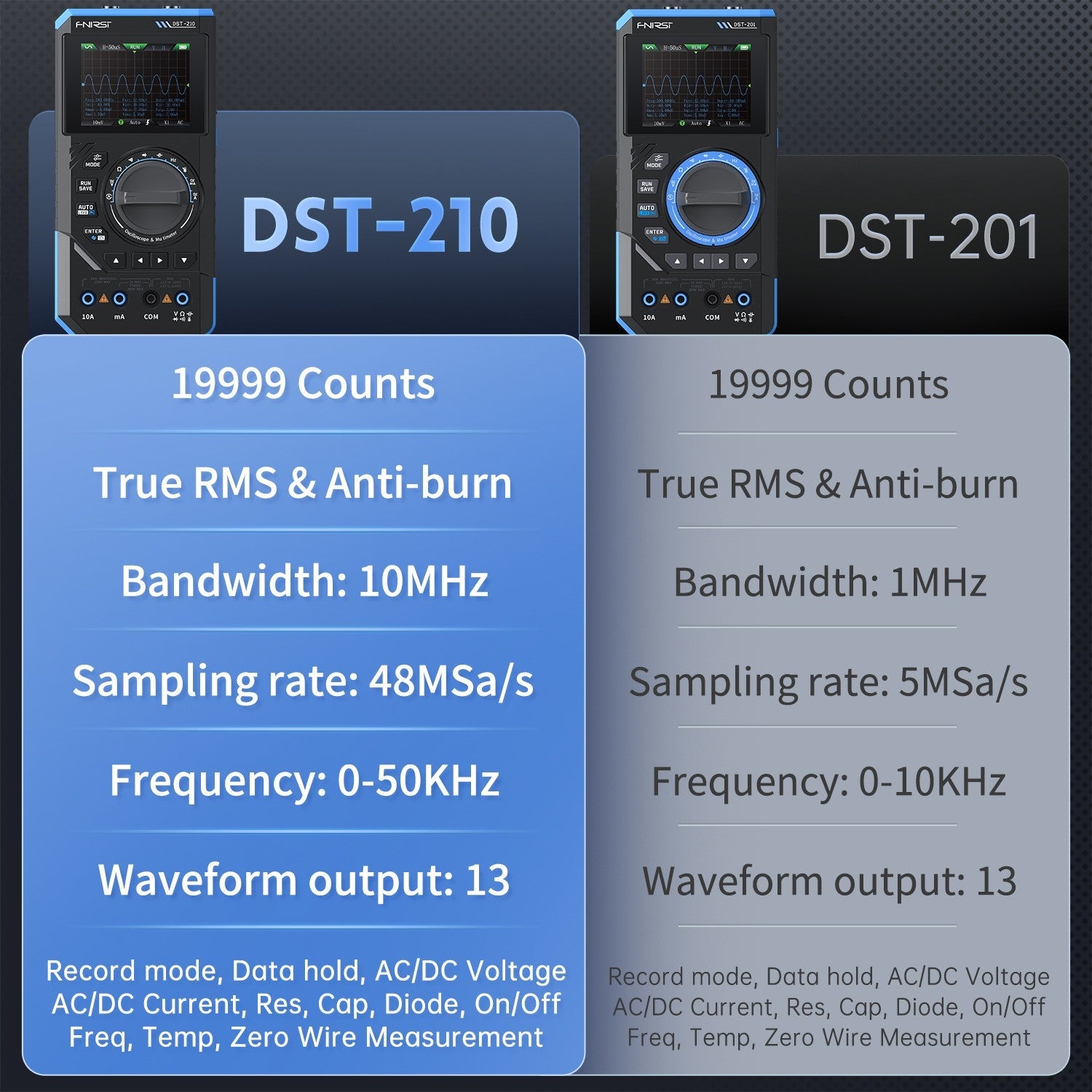 Fnirsi DST-210 Handheld 3-in-1 Multimeter + 10Mhz Oscilloscope + Signal Generator
