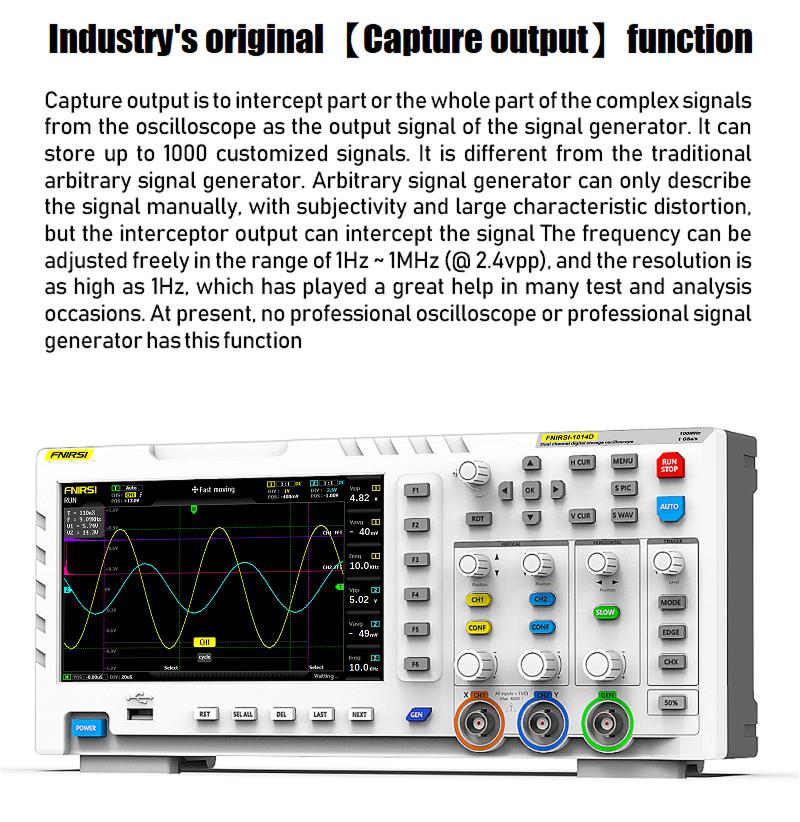 FNIRSI® 1014D 2 in 100Mhz Dual Channel Digital Storage Oscilloscope and DDS Signal Generator راسم و مولد إشارة