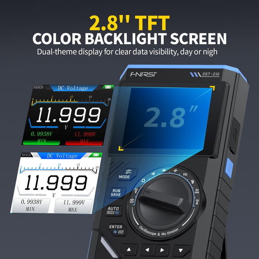 FNIRSI® DST-210 Handheld 3-in-1 Multimeter + 10Mhz Oscilloscope + Signal Generator