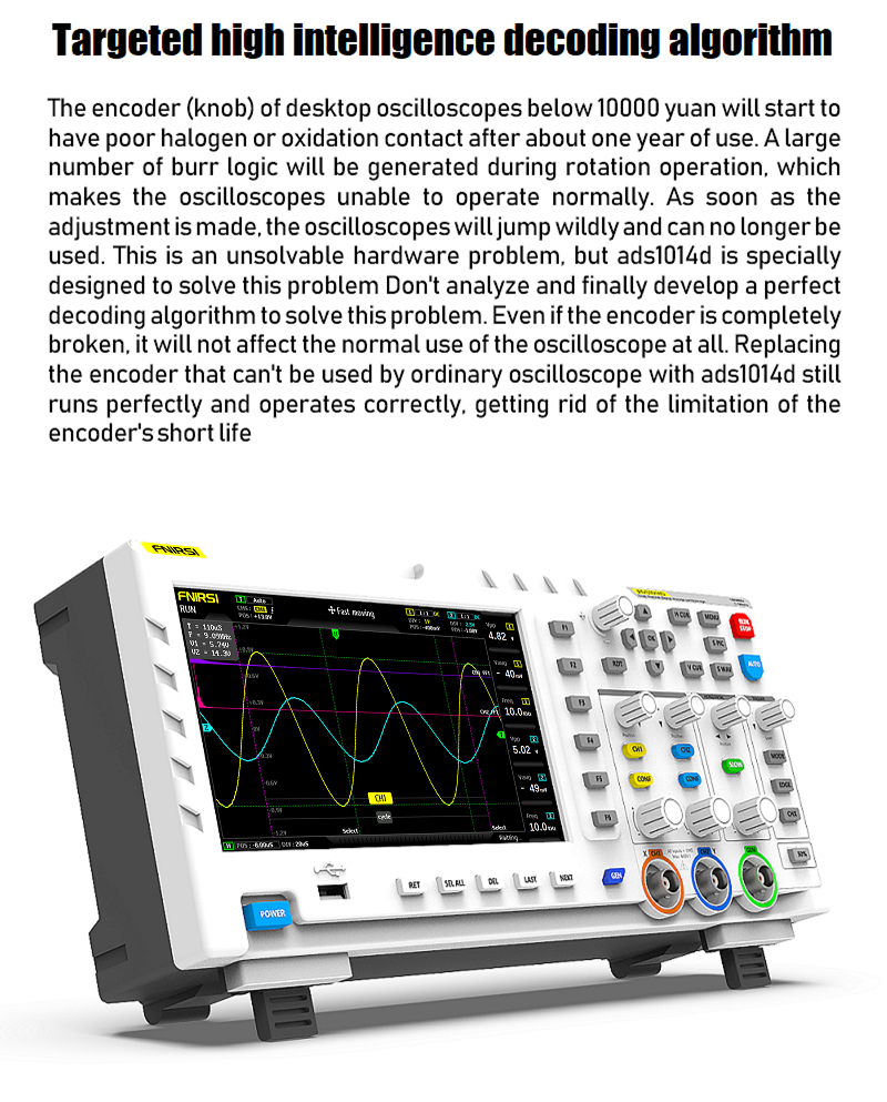 FNIRSI® 1014D 2 in 100Mhz Dual Channel Digital Storage Oscilloscope and DDS Signal Generator راسم و مولد إشارة