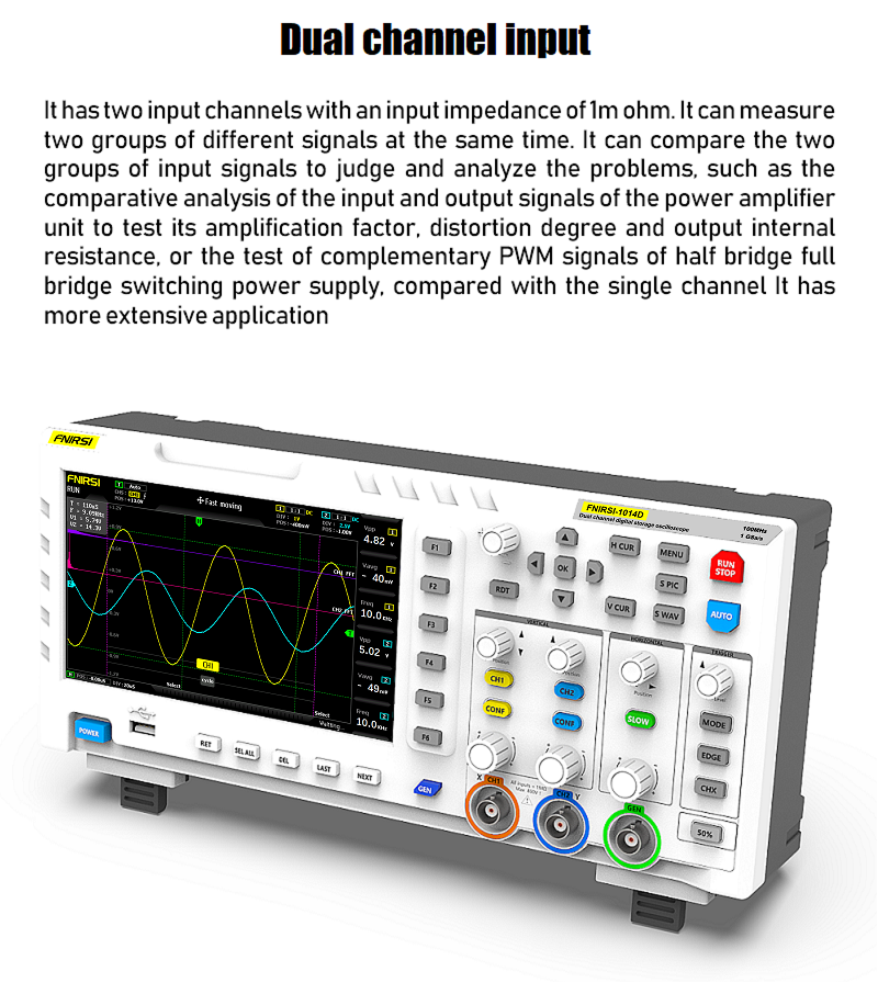 FNIRSI® 1014D 2 in 100Mhz Dual Channel Digital Storage Oscilloscope and DDS Signal Generator راسم و مولد إشارة