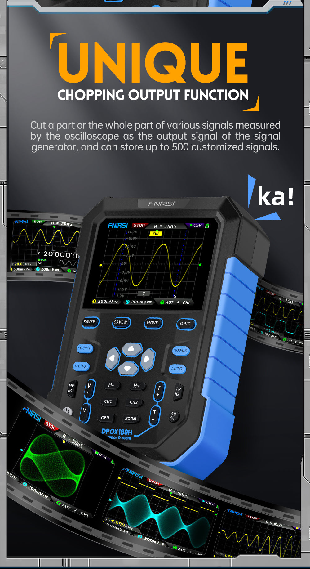 FNIRSI® DPOX180H 2 Channel 180MHZ 2-IN-1 Digial Phosphor Oscilloscope & Function Generator
