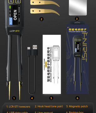 FNIRSI® LCR-ST1 Mini Smart Digital Tweezer LCR SMD ESR Tester ملقاط قياس ديجيتال