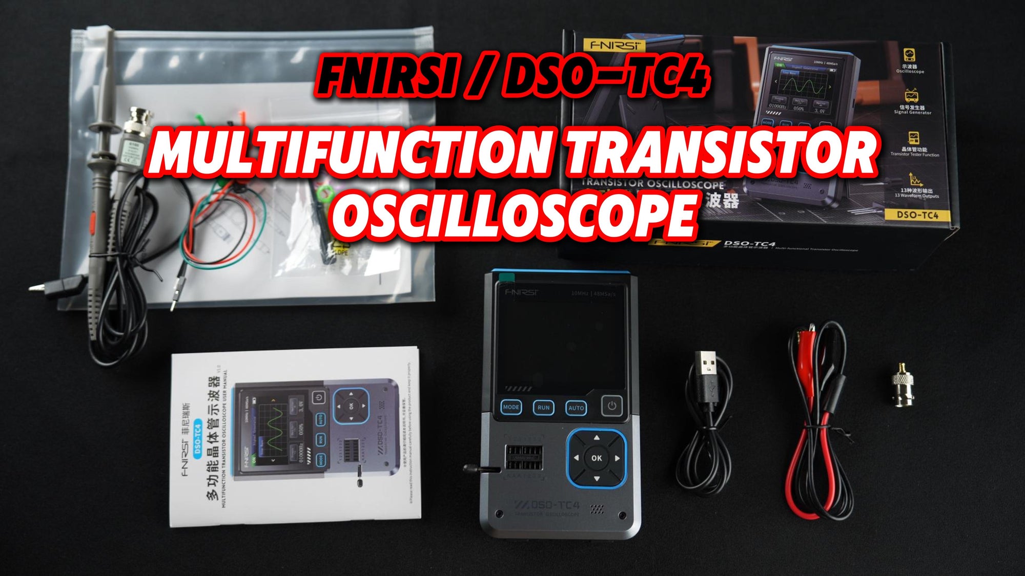 FNIRSI DSO-TC4 3in1 Digital Oscilloscope Transistor Tester Signal Generator 10MHz 48Ms/s Automative Ocsillscope LCR Tester