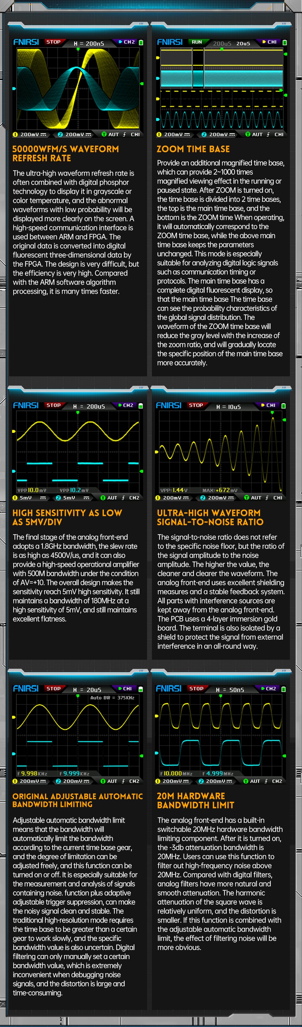FNIRSI® DPOX180H 2 Channel 180MHZ 2-IN-1 Digial Phosphor Oscilloscope & Function Generator