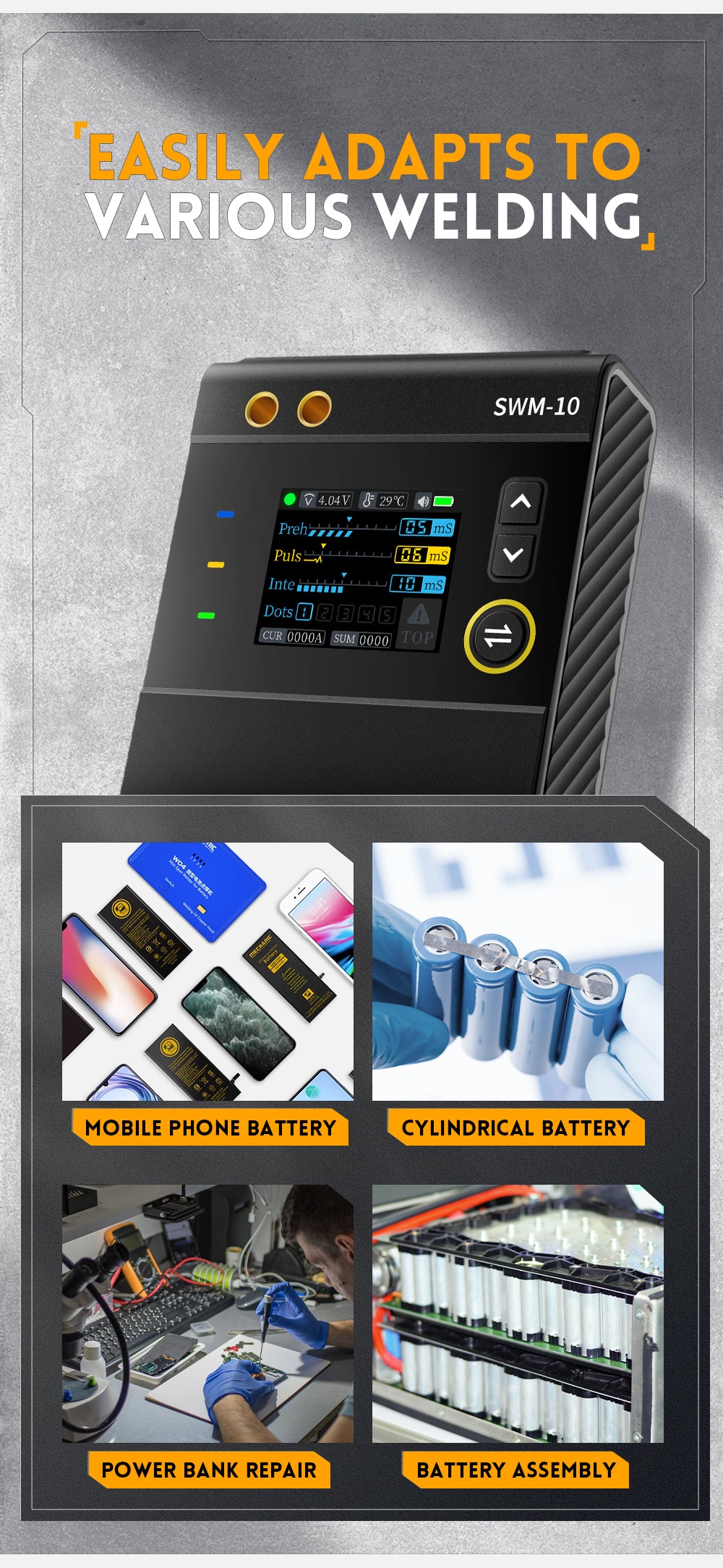 FNIRSI® SWM-10 Portable Intelligent Color Screen Spot Welding Machine كاوية نقطية