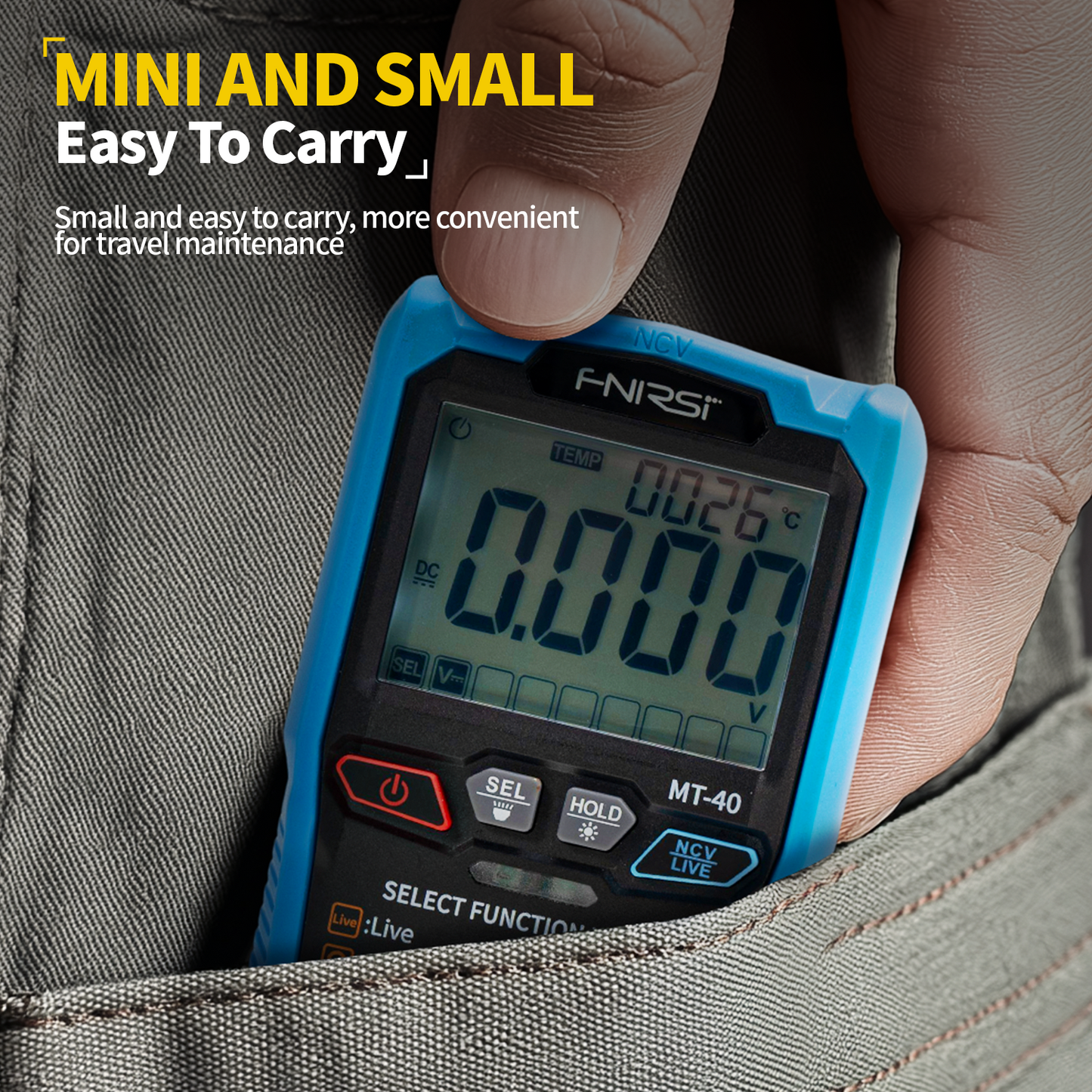 FNIRSI® MT-40 Smart Digital Multimeter 4000 Counts True RMS AC DC Voltage 600V Capacitance Ohm Hz NCV Live Wire Test Auto Range
