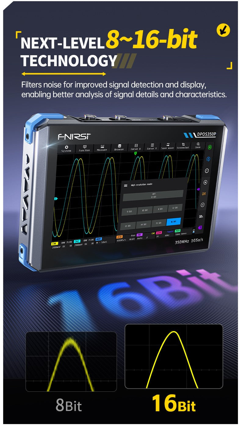 FNIRSI® DPOS350P 4-IN-1 350MHz 1GSPS Touch Screen Tablet Oscilloscope Signal Generator Spectrum Analyzer Frequency Response Analyzer