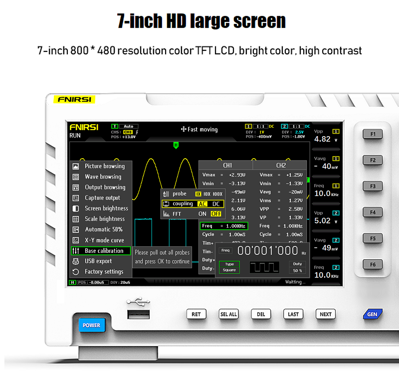 FNIRSI® 1014D 2 in 100Mhz Dual Channel Digital Storage Oscilloscope and DDS Signal Generator راسم و مولد إشارة