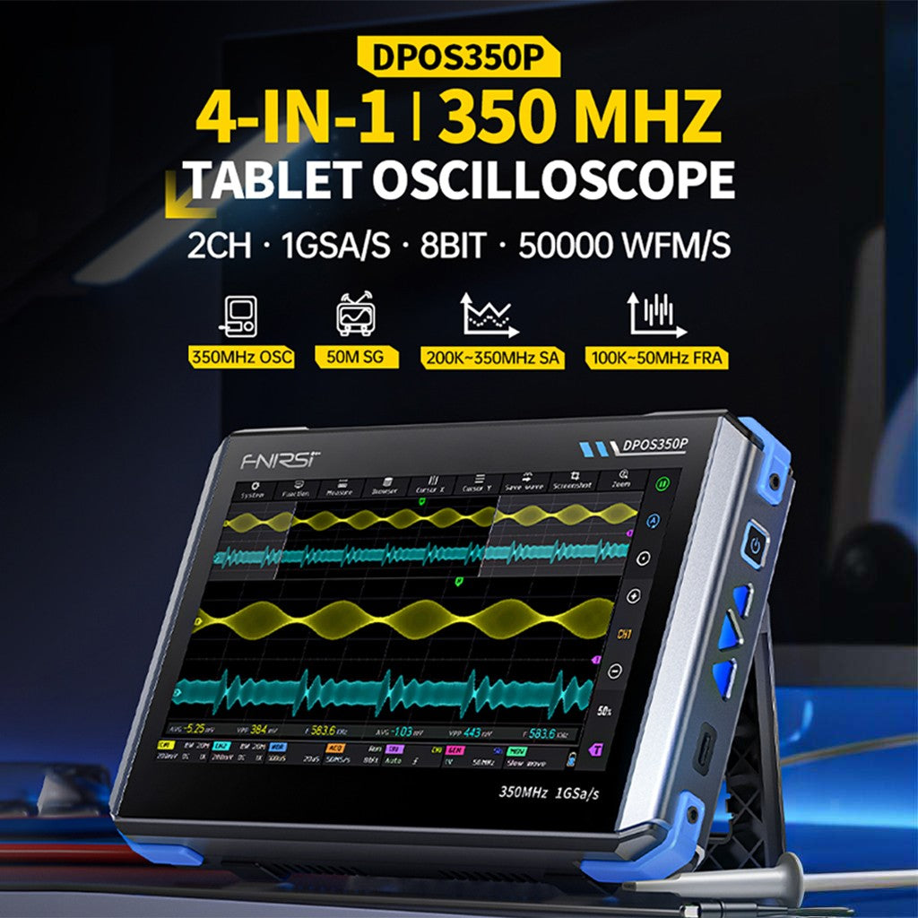 FNIRSI® DPOS350P 4-IN-1 350MHz 1GSPS Touch Screen Tablet Oscilloscope Signal Generator Spectrum Analyzer Frequency Response Analyzer